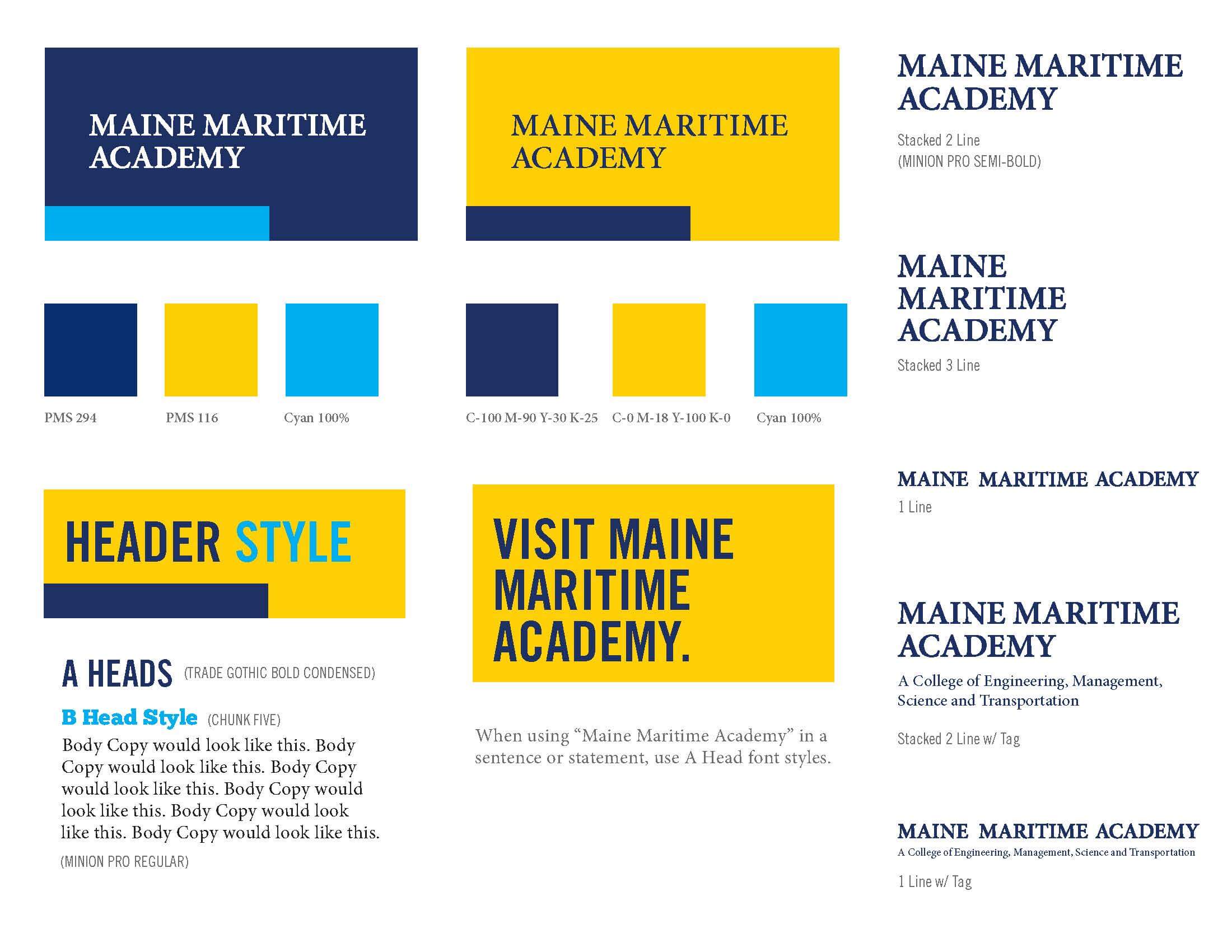 Maine Maritime Academy Tagline and Colors Graphic Standards